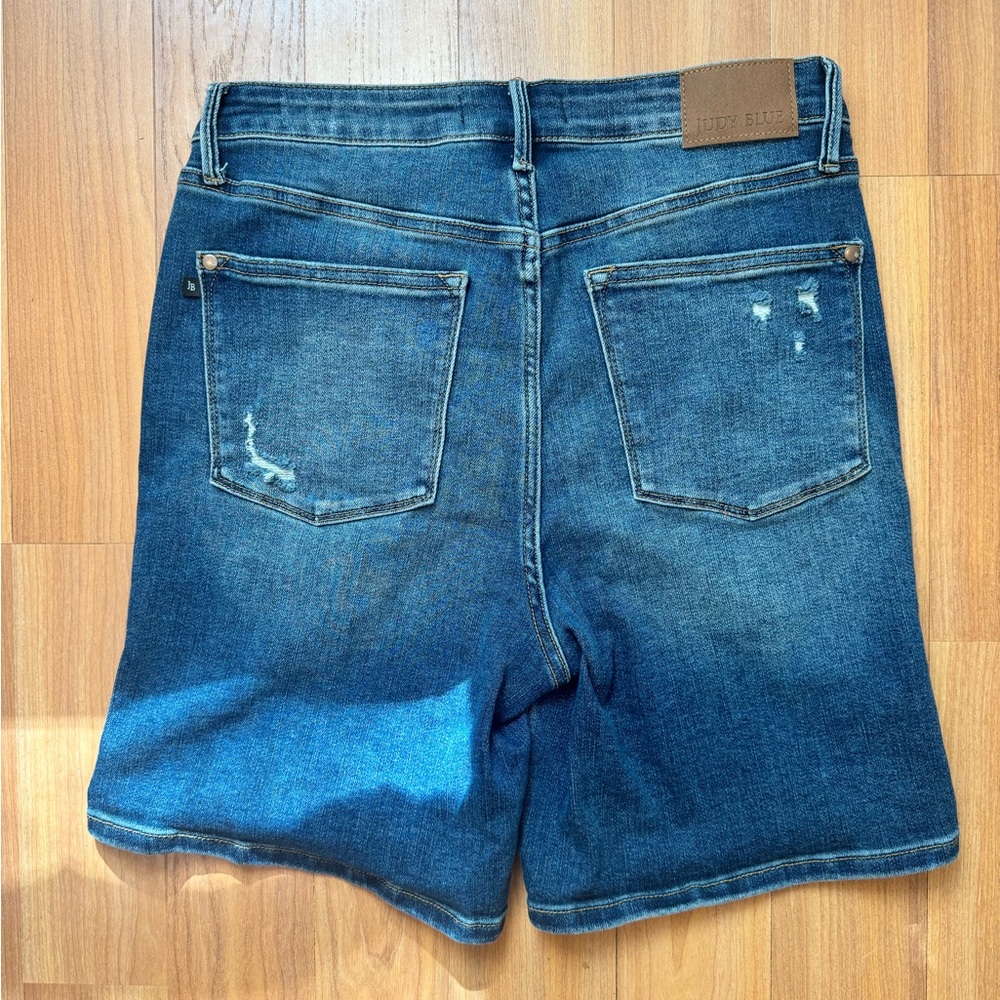 Judy Blue High Waist Tummy Control Vintage Wash Cuffed Denim Shorts 150246